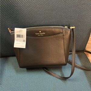 kate spade Black Pebbled Leather Crossbody with Front Slip Pocket